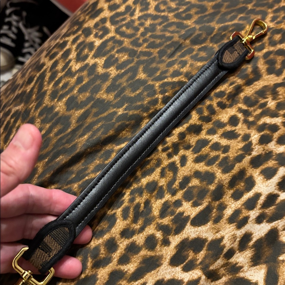 Fendi Gold and Brown Branded Purse Strap - Picture 2 of 5